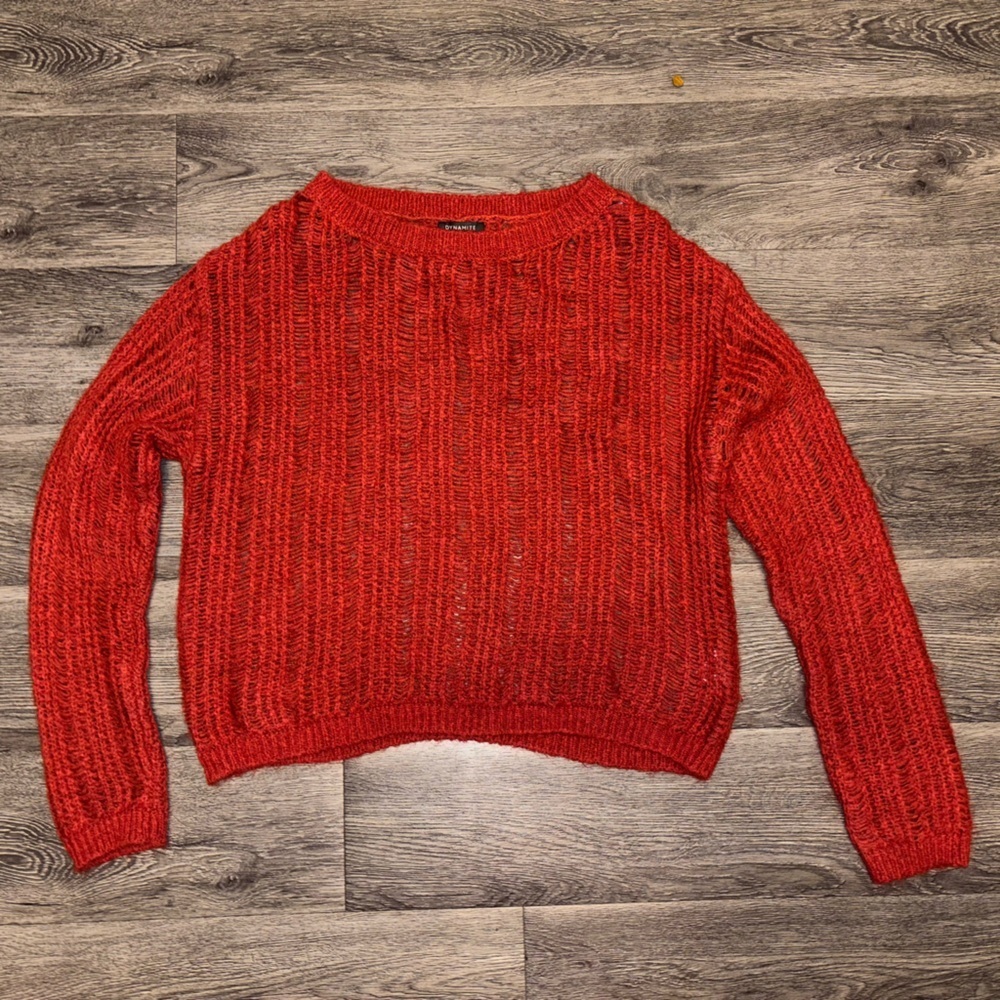 Dynamite Vibrant Red sheer Women's Sweater